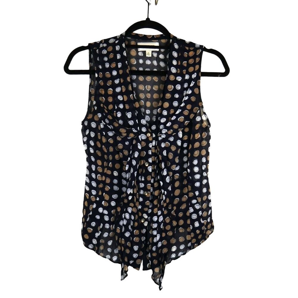 Moulinette Soeurs Anthropologie Spotted Silk Blouse Black size 0